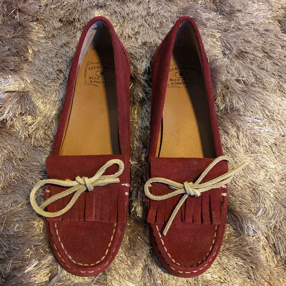 New Lucky Brand Maroon Suede Loafers